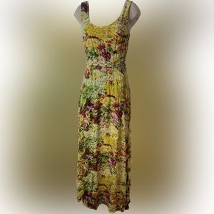 Long Floral Yellow Dress Size Small